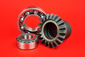 Cogwheel and ball bearings. Spare parts.