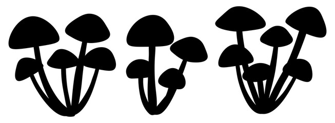 Set mushrooms silhouettes vector illustration