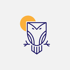 Owl logo with outline style