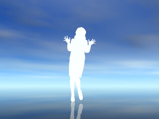 驚く女性シルエット