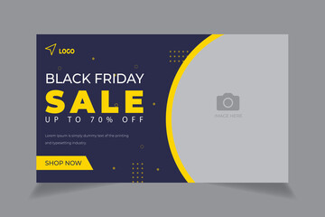 Editable thumbnail design for any videos. Black Friday Super Sale video thumbnail and web banner template. Video editable thumbnail template for social media.
