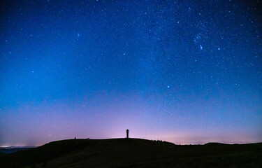 Stars shining on the vast sky, night sky landscape