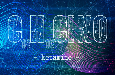Formula of Ketamine. Concept of medicine and pharmacy