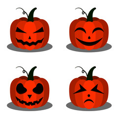 Set of four Halloween pumpkins