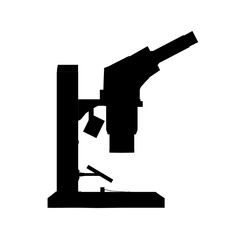 Microscope silhouette isolated on white background. Side view. Vector illustration
