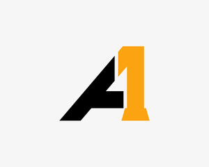 Linked Logo A1 or 1A. Flat Vector Logo Design Ideas Template Element - obrazy, fototapety, plakaty