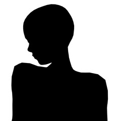 Silhouette of a girl isolated on a white background. Back view. Vector illustration