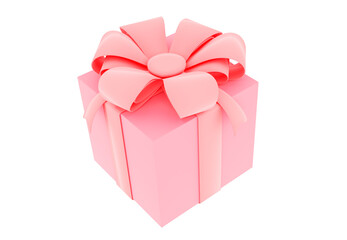 Obraz premium 3d rendering pink gift box with ribbon, isolated on white background