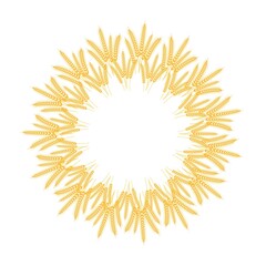 Spikelets of wheat. Collected in a wreath. Spikelets with grains. Vector illustration.