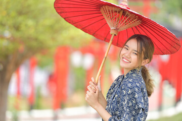 Asian woman wearing japanese traditional kimono japan,Portrait of beautiful japanese woman