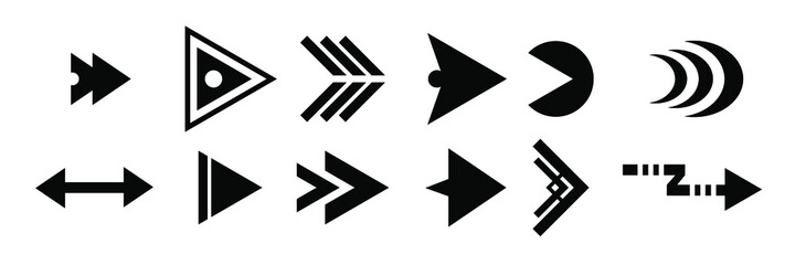arrow direction symbols of twelve different shapes