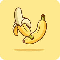 Banana peeled and unpeeled, vector design and isolated background.