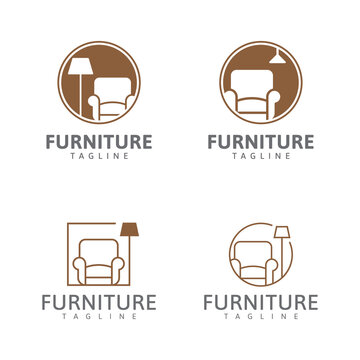 Collection furniture logo, chair and home decorative lights logo design vector template