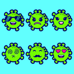 corona virus set with emoticons