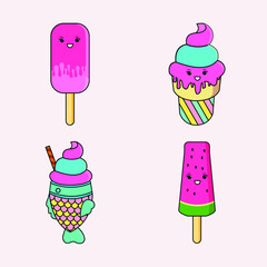 kinds of ice cream with emoticons