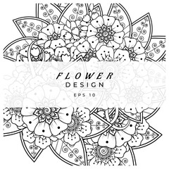 mehndi flower decorative ornament in ethnic oriental style. doodle ornament. outline hand draw.