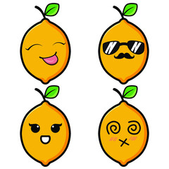 vector set of lemons with emoticons