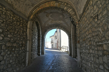 Fototapeta na wymiar An alley between the houses of Torrecuso, an old town in the province of Benevento, Italy