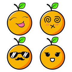 vector set of oranges with emoticons