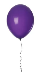 Fototapeten Purple balloon with ribbon isolated on white © New Africa