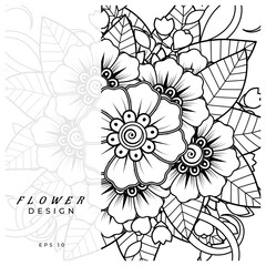 mehndi flower decorative ornament in ethnic oriental style. doodle ornament. outline hand draw.
