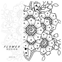mehndi flower decorative ornament in ethnic oriental style. doodle ornament. outline hand draw.