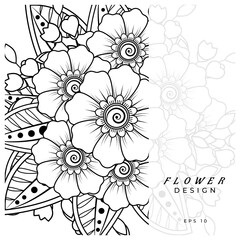 mehndi flower decorative ornament in ethnic oriental style. doodle ornament. outline hand draw.