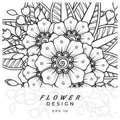 mehndi flower decorative ornament in ethnic oriental style. doodle ornament. outline hand draw.