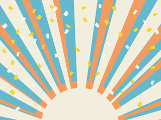 放射と紙吹雪の背景素材　レトロ配色2　横