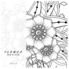 mehndi flower decorative ornament in ethnic oriental style. doodle ornament. outline hand draw.