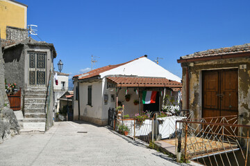 Fototapeta na wymiar A street in Torrecuso, an old town in the province of Benevento, Italy