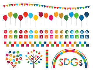 SDGsカラーのベクターイラスト素材セット