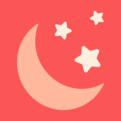 Moon and stars in pink. Print for decorative pillows, children's bedroom design, clothing. Vector.