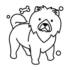 chow chow dog cute cartoon outline style icon