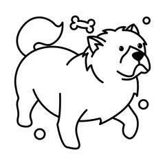 chow chow dog cute cartoon outline style icon
