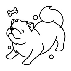 chow chow dog cute cartoon outline style icon