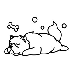 chow chow dog cute cartoon outline style icon