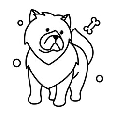 chow chow dog cute cartoon outline style icon
