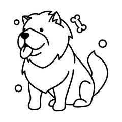 chow chow dog cute cartoon outline style icon
