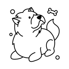 chow chow dog cute cartoon outline style icon