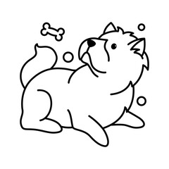 chow chow dog cute cartoon outline style icon
