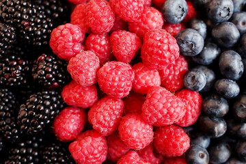 raspberries and blueberries