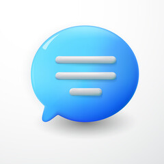3D Minimal blue chat bubbles text on white background. concept of social media messages. 3d render illustration