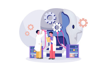 Artificial Intelligence Illustration concept. Flat illustration isolated on white background.