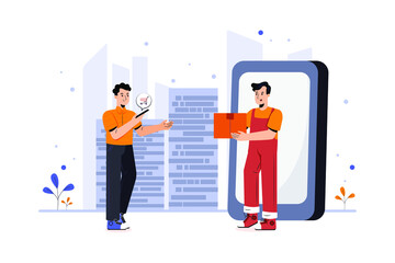 Package Delivery Service Illustration Concept. Flat illustration isolated on white background.