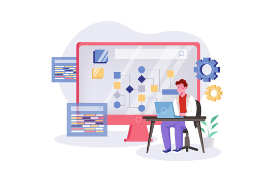 Computer Algorithm Illustration concept. Flat illustration isolated on white background.