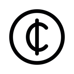 Illustration vector graphic icon of Ghana Cedi currency. Line style icon. Vector illustration isolated on white background. Perfect for website or application design.