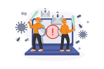 Virus Protection Illustration Concept. Flat illustration isolated on white background.