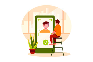 Biometric Security Illustration Concept. Flat illustration isolated on white background.