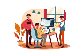 Young woman and man team at work on design project